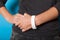 Accessory paper wristband mockup, event hospital bracelet. Empty ticket template