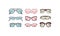 Accessory sun spectacles vector set. Collection of colorful sunglasses. Summer eyeglasses.