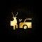 Accident, animal, car, collision, deer gold, icon. Vector illustration of golden particle background