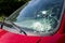 Accident damaged windshield