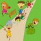 Accident during escaping from a virus. Cartoon men and women panicing in the