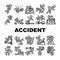 accident injury man person icons set vector