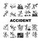 accident injury man person icons set vector