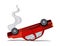 Accident on road. Inverted machine after collision. Illustration of crash vehicle, damage auto. Insurance case. Vector