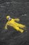 Accident on the sea - worker in protective suit in water