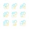 Accidents insurance cases gradient linear vector icons set