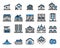 Accommodation icon set.Vector thin line style