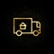 Accommodation, moving, relocation gold icon. Vector illustration of golden particle background. Real estate concept vector