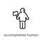 accomplished human icon. Trendy modern flat linear vector accomplished human icon on white background from thin line Feelings col