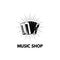 Accordion, Bayan. Music shop store logo label. Musical instrument. Vector