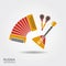 Accordion, spoons and balalaika Russian Musical instruments set