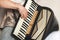 Accordionist plays vintage accordion