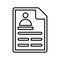 Account, document, profile line icon. Outline vector