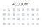 Account line icons collection. Balance Sheet, Financial Statement, Ledger Account, Asset Record, Balance Register