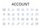 Account line icons collection. Balance Sheet, Financial Statement, Ledger Account, Asset Record, Balance Register