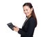 Accountant business woman touch on calculator