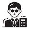 accountant icon, single avatar vector illustration