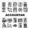 accountant professional tax icons set vector