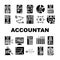 accountant professional tax icons set vector