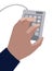 Accountant`s hand on the number keypad