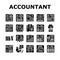 accountant tax office icons set vector