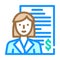 Accountant woman job color icon vector illustration