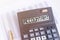 ACCOUNTANT word inscription on calculator display on office table