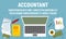 Accountant workspace concept banner, flat style