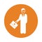 Accounted, male figure, gentleman icon. Orange color vector EPS