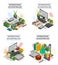 Accounting banner set, isometric style