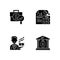 Accounting black glyph icons set on white space