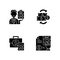 Accounting black glyph icons set on white space