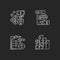 Accounting chalk white icons set on black background