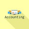 Accounting computer graph logo, flat style