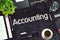 Accounting Concept on Black Chalkboard. 3D Rendering.