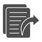 Accounting document and delegate arrow solid icon, Black bookkeeping concept, outsourcing in business sign on white