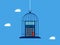 Accounting and financial control. Calculator locked in a birdcage. concept of finance and investment