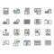 Accounting related icon and symbol set in outline design