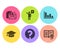 Accounting report, Agent and Graduation cap icons set. Question mark, Histogram and Diploma signs. Vector