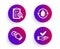 Accounting report, Cold-pressed oil and Rotation gesture icons set. Dermatologically tested sign. Vector