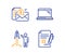 Accounting report, Launch project and Laptop icons set. Reject file sign. Vector