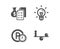 Accounting wealth, Idea and Parking time icons. Balance sign. Audit report, Light bulb, Park clock. Vector