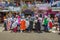 ACCRA,REPUBLIC OF GHANA - APRIL 30,2018:Women sell clothes on the street in front of a shopping center