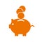 Accumulation money, savings, pig with coin icon