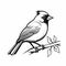 Accurate And Detailed Black And White Bird Illustration With Victorian-inspired Style