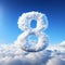 Accurate And Detailed Number Eight Made Of Clouds On Blue Sky