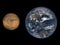 Accurate size comparison of Earth and Mars. Planet of Solar System