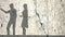 Accusation between man and women, couple fighting.Shadows of a woman and man on the wall