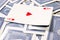 The ace of hearts closeup playing cards image background