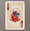 Ace of Hearts vintage playing card with human heart illustration